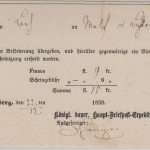 Bayern - Bamberg Haupt-Briefpost-Expedition Aufgabeschein 1858