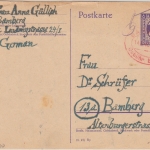 AM-Post 6 Pfg. Ganzsache/Gebühr bezahlt Teilbarfrankatur Ortskarte Bamberg 1946