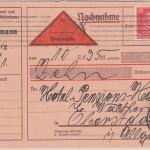 DR - 15 Pfg. Kant NN-Karte Coburg - Oberstdorf 1927 Portokontrolle Düsseldorf
