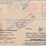 DR - Marktleugast 1937 6 Pfg. AFS Zwirnerei Karte n. Leipzig - Retour-L4