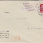 DR - Lanzendorf ü. Neuenmarkt Landpost-Ra2 + Bahnpost Brief n. Stuttgart 1936