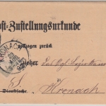 Bayern - 2x10 Pfg. Wappen/Porto Ortszustellurkunde Kronach 1892