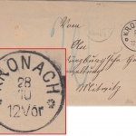Bayern - Kronach 28/10 K1 (Sonderform) unfrank. Brief n. Mitwitz 1882 Nachporto