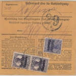 Bayern - 6x15+20 Pfg. Germania/Freistaat Paketkarte Ludwigsstadt - Nürnberg 1920