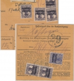 Bayern - 6x15+20 Pfg. Germania/Freistaat Paketkarte Ludwigsstadt - Nürnberg 1920
