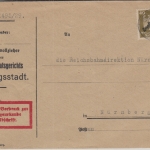 DR - 20 Pfg. Strohhut u.a. Zustellurkunde Ludwigsstadt - Nürnberg 1929