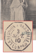 Franz. Somaliküste - 5 C. Moschee Karte Schiffspost Reunion - Marseille 1910