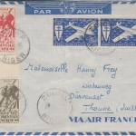Franz. Westafrika - 2x5,50 Fr. Flugpostausg. u.a. Luftpostbrief Zinder 1946