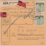 BRD - 2x130 Pfg. Bauwerke Schnellpaketkarte Münchberg - München 1969