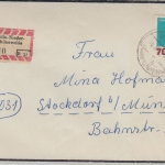 DDR - 70 Pfg. Schwimm-EM Einschreibebrief Berlin-Niederschöneweide 1962