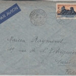 Neukaledonien - 10 Fr. Freimarke Luftpostbrief Noumea - paris 1949