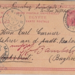 Ägypten/Bayern - 4 M. Ganzsache Muharram Bey - Marktbreit 1904 Weiterleitung