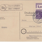 All.Bes. (13a) Herrnsheim ü. Marktbreit Landpost-Ra2 Drucksache n. Chemnitz 1947