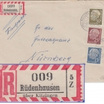 BRD - 15+25+50 Pfg. Heuss I/II Einschreibebrief Rüdenhausen ü. Kitzingen 1960