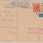 BRD - (13a) Westheim ü. Kitzingen Landpost Ra2 Karte n. Mainstockheim 1952