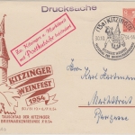 Berlin - 8 Pfg. Bauten Privatganzsache Weinfest Kitzingen + SST 1954