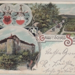 Bayern - Schloss Schwanberg (Rödelsee) farb. Mehrbildlitho gelaufen 1904