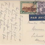 Belgisch Congo - 4,50 Fr. Tourismus u.a. Luftpostkarte Leopoldville Bremen 1939