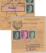 DR - Kottendorf ü. Eltmann Landpost-Ra2 Dringend-Paketkarte n. Kempten 1944