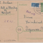 Bizone - Zell a/E. Landpost-L1 Ganzsache Eltmann - Tegernsee 1949