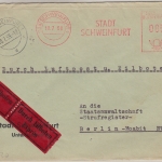 BRD - Schweinfurt 1959 85 Pfg. AFS Stadt Schweinfurt Eilbrief n. Berlin-Moabit