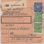 All.Bes./Kontrollrat - Stralsbach ü. Bad Kissingen Landpost-L3 Paketkarte 1946