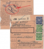 All.Bes./Kontrollrat - Stralsbach ü. Bad Kissingen Landpost-L3 Paketkarte 1946