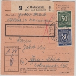All.Bes./Kontrollrat - Burkardroth ü. Bad Kissingen Pst I Paketkarte n. FFM 1946
