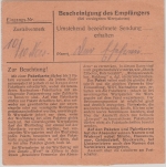 All.Bes./Kontrollrat - Burkardroth ü. Bad Kissingen Pst I Paketkarte n. FFM 1946