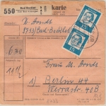 BRD - Bad Bocklet ü. Bad Kissingen Pst I Paketkarte n. Berlin 1964