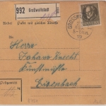 Bayern - 40 Pfg. Ludwig Paketkarte Gr0ßwallstadt - Eisenbach 1919