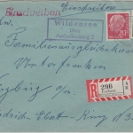 BRD - Wildensee ü. Aschaffenburg 2 Landpost-Ra3 Einschreibebrief Eschau 1957