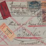 Oberschlesien - 1 M. Freimarke u.a. Eil-Einschreibebrief Koschentin 21.3.21