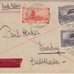 Saargebiet - 2x1 Fr. Flugpostausgabe u.a. Eilbrief Saarbrücken - Duisburg 1930
