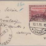 Saargebiet - 50 C. Freimarken/Volksabstimmung Brief n. FRANKREICH Wiesbach 1935
