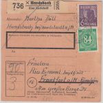 All.Bes./Kontrollrat - Hundsbach ü. Karlstadt Pst.I Paketkarte n. FFM 1947