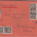 DR-Infla - 6x2 1/2 M. By-Abschied/DR u.a. Wertbrief Marktheidenfeld 1922