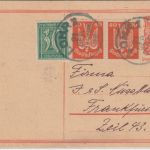 DR-Infla - 2x50 Pfg. Holztaube u.a. Ganzsache Lohr - Frankfurt a/M 1922