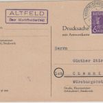 All.Bes. - Altfeld ü. Marktheidenfeld Landpost-Ra2 Karte n. Chemnitz 1948