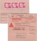 BRD - 3x50 Pfg. I&T Aushändigungsgebühr Nachnahme-Paketkarte Lörrach - Lohr 1978