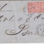 NDP - 2x1 Gr. gez. Brief i.d. SCHWEIZ K1 Berlin PE38 - Bern 1869