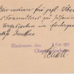 DR/Württemberg - Mischfrankatur Ganzsache+Zusatz Blaubeuren - Leonberg 1921