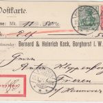 DR - 5+10 Pfg. Germania Nachnahmekarte Borghorst - Treren 1906