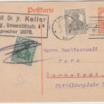 DR - Leipziger Mustermesse Maschinenstempel Leipzig 13 *e Ganzsache+Zusatz 1920