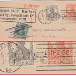 DR - Leipziger Mustermesse Maschinenstempel Leipzig 13 *e Ganzsache+Zusatz 1920