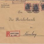 DR - 3x30 Pfg. Germania Einschreibebrief Alfeld - Nürnberg 1920