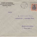 DR - 30 Pfg. Germania Perfin "SBMB" Firmenbrief n. FINNLAND Magdeburg 1919