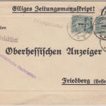 DR-Infla - 2x1 Mio. Korbdeckel Zeitungssache Darmstadt - Friedberg 21.10.23