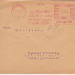 DR - Köln-Ehrenfeld 1930 4 Pfg, AFS "Wesdra" Drucksache n. Flensburg