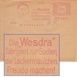 DR - Köln-Ehrenfeld 1930 4 Pfg, AFS "Wesdra" Drucksache n. Flensburg